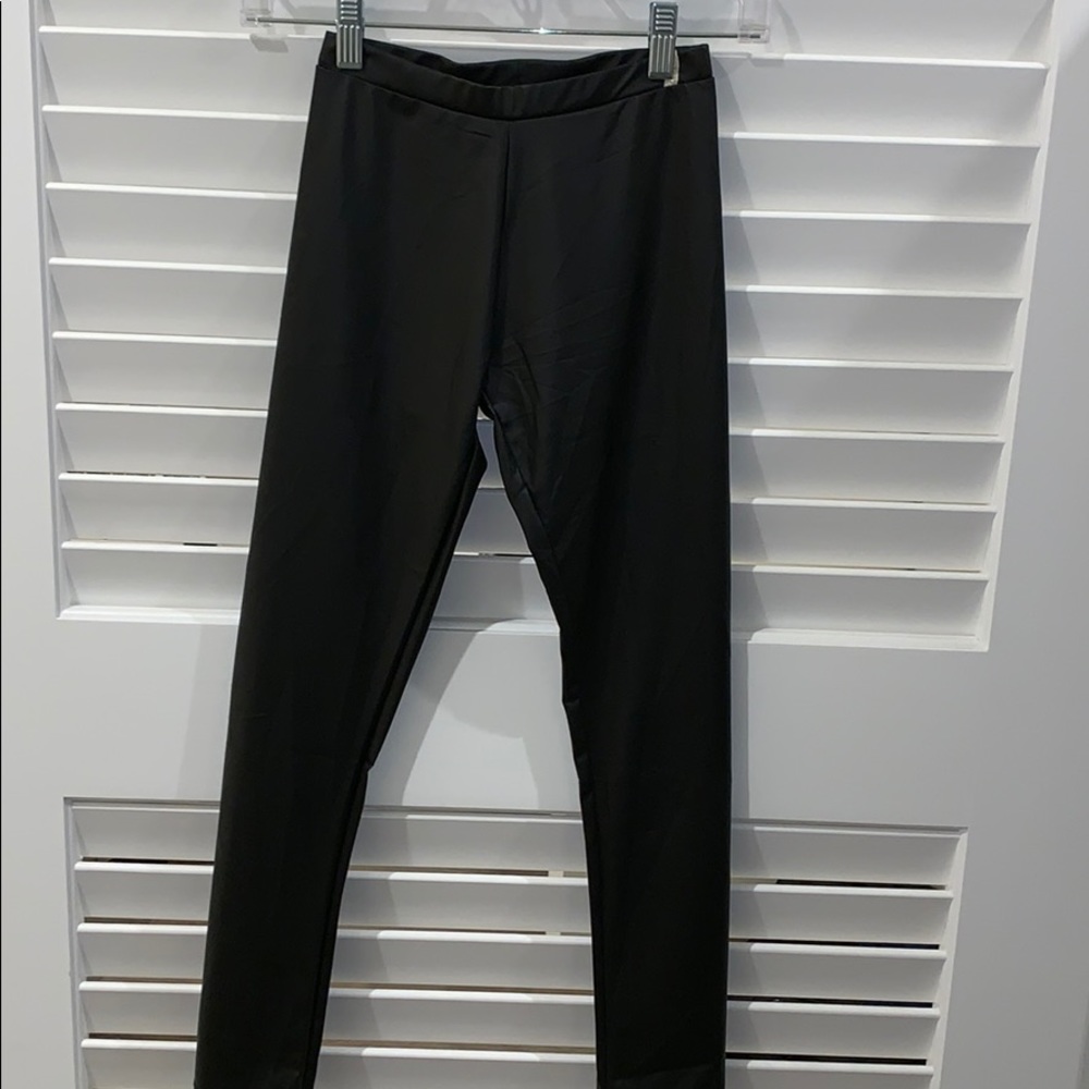 Black faux leather leggings